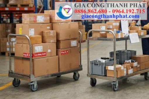 Xe đẩy hàng inox 4 bánh