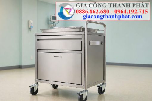 Xe đẩy inox y tế có hộc