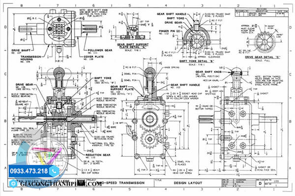 Bản vẽ gia công cơ khí chi tiết