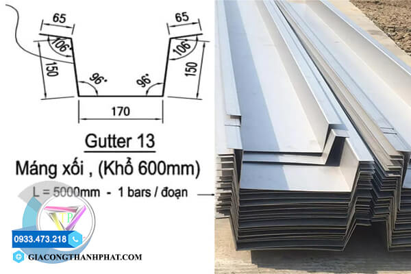 Kích thước máng xối tôn thu nước