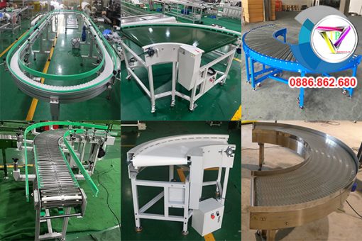 Sản xuất băng tải góc cong 90 độ, 180 độ theo yêu cầu